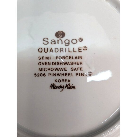 Sango Quadrille 5206 Pinwheel Pink Porcelain1 Rimmed Soup Bowl and 1 Salad Plate - Picture 7 of 7